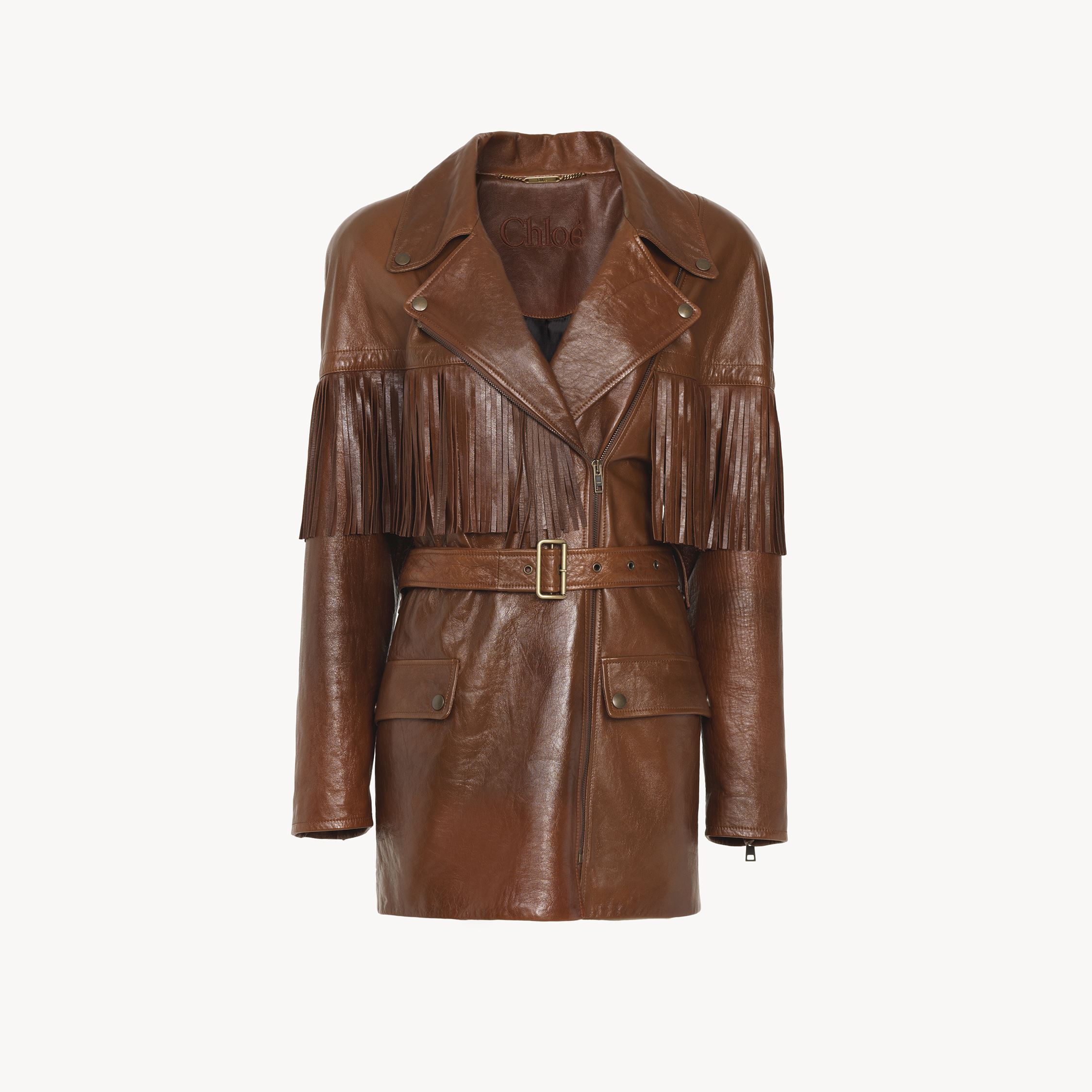 Chloé Belt Tassel Jacket In Brown