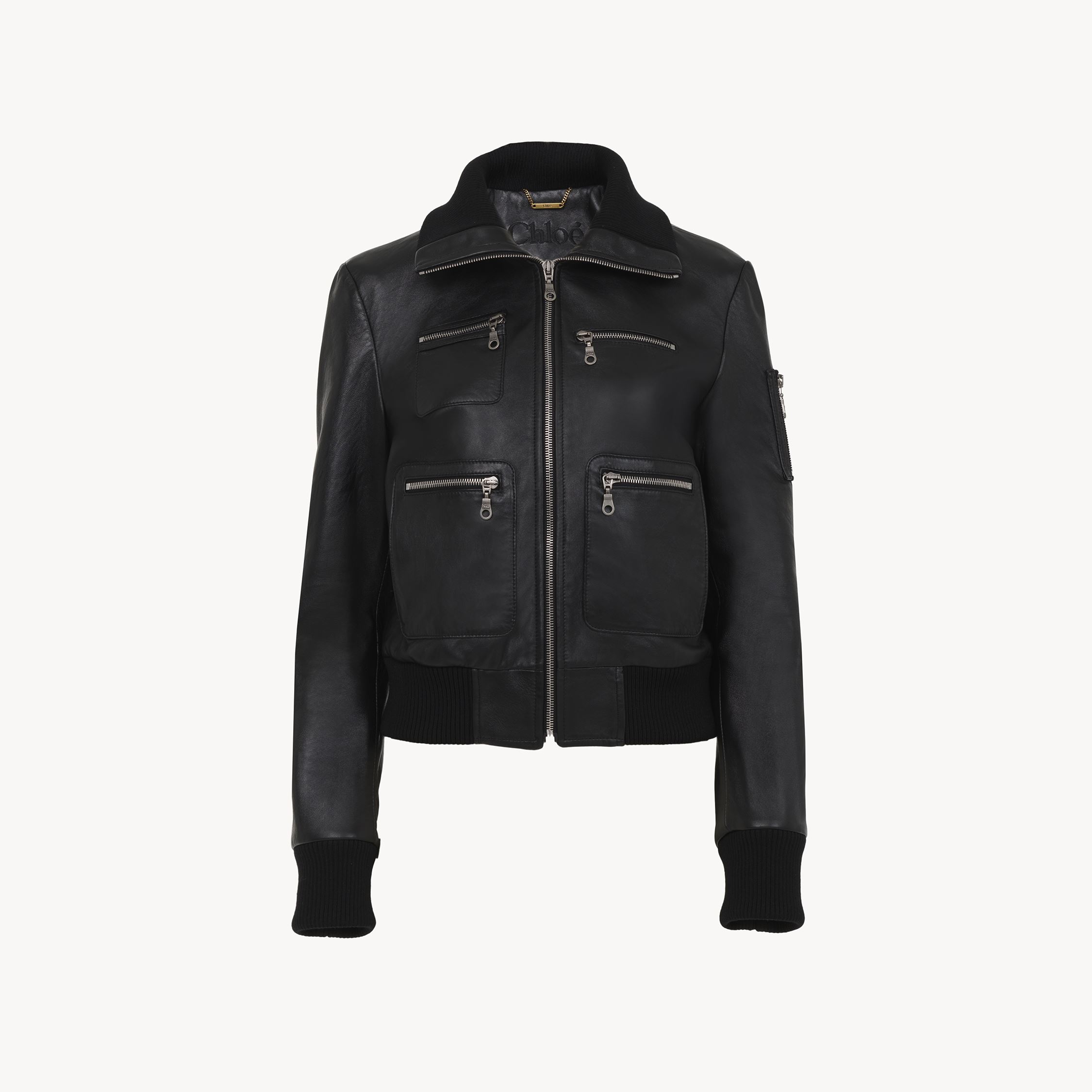 Chloé Blouson Court En Cuir Femme Noir Taille 34 100% Cuir De Brebis In Black