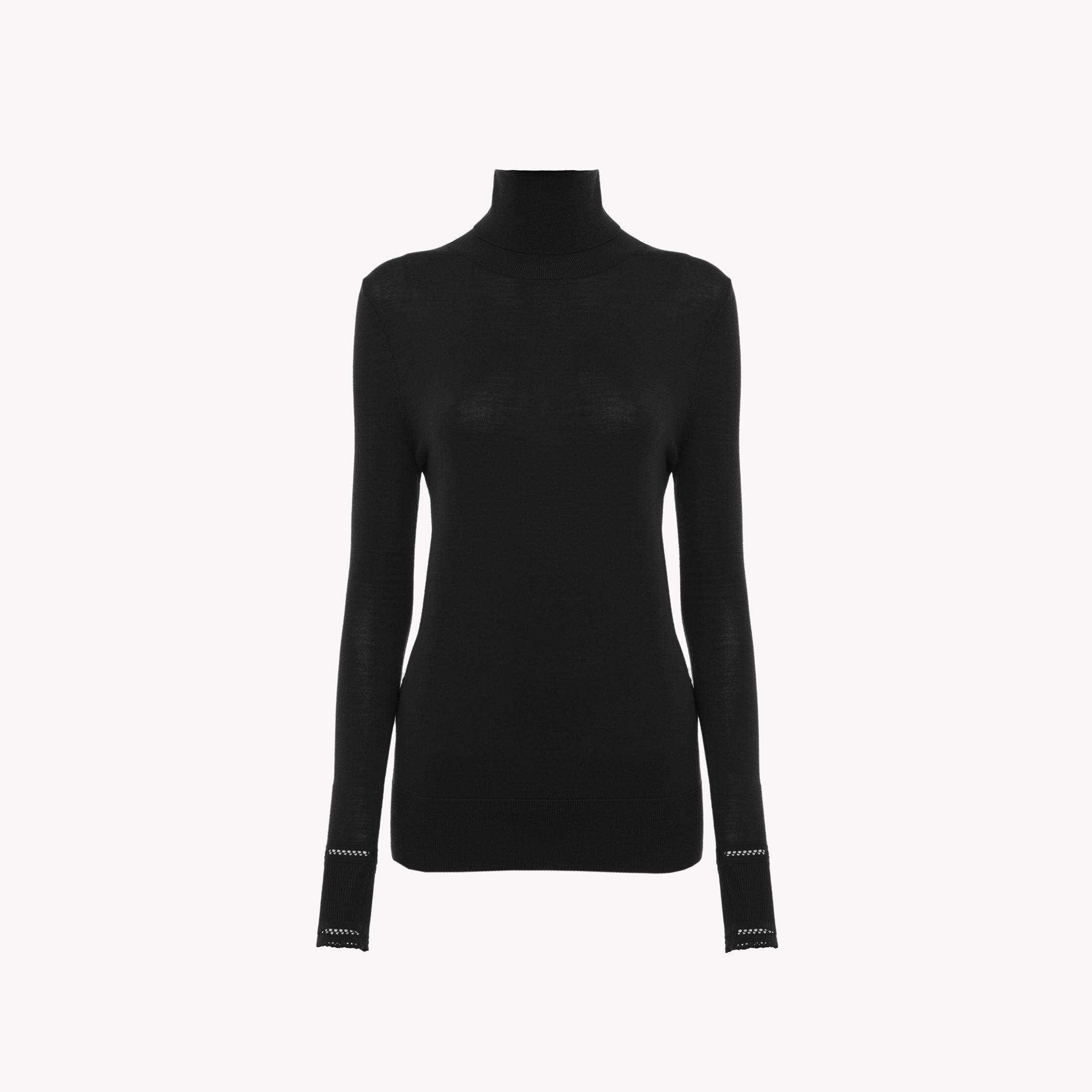 Chloé Pull Col Roulé Ajusté En Maille De Laine Femme Noir Taille L 100% Laine In Black