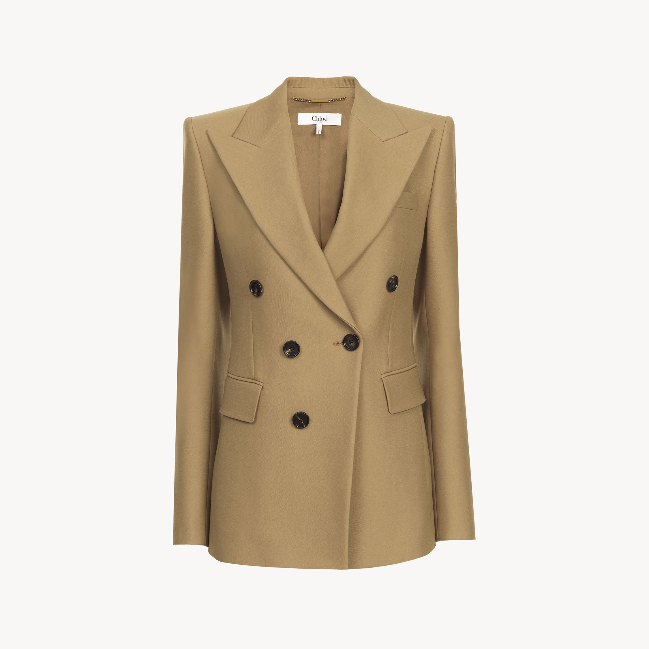 Chloé Veste Blazer En Laine Grain De Poudre Femme Brun Taille 38 100% Laine Vierge, Horn Bubalus Bubalis, In Brown