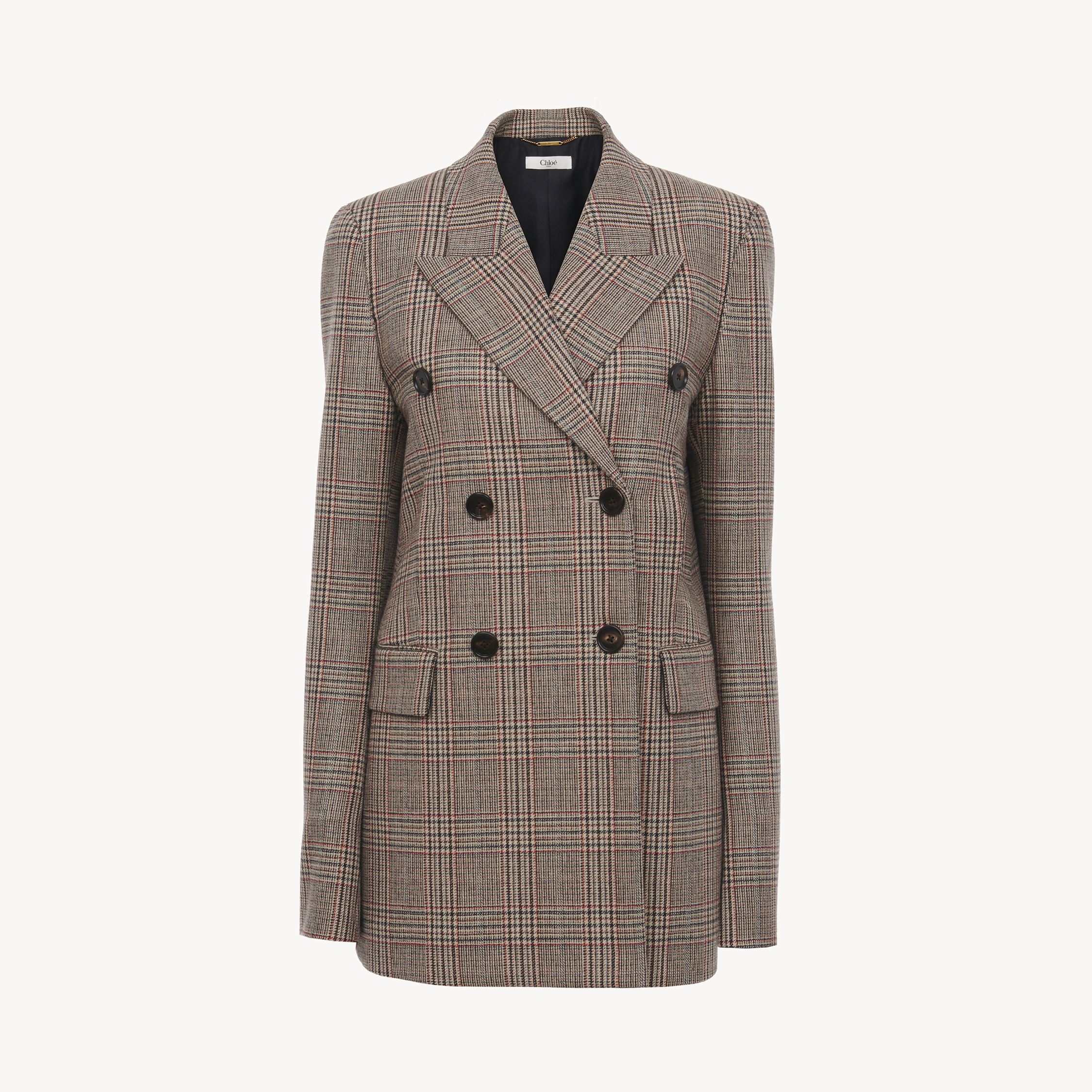 Chloé Veste Blazer En Laine Motif Prince De Galles Femme Multicolore Taille 36 90% Laine Vierge, 10% Polya In Multicolor