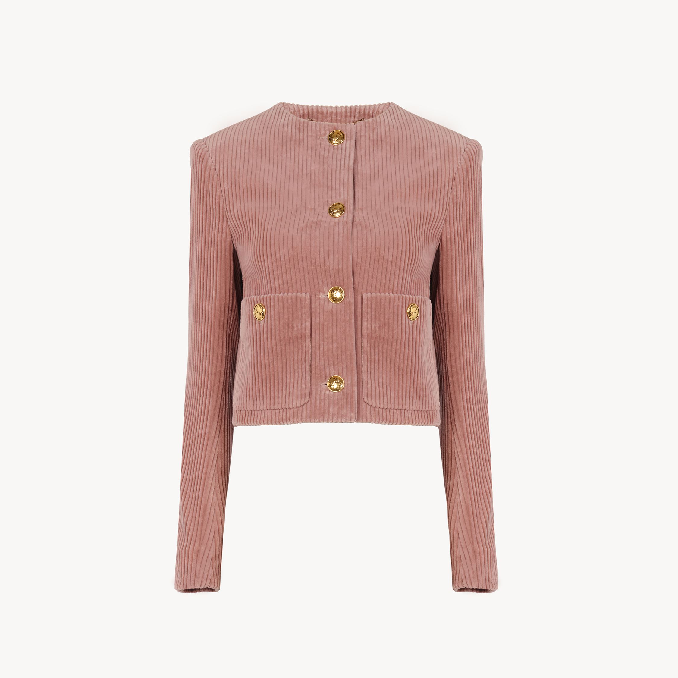 Chloé Cropped Corduroy Jacket Jackets Rose In Pink