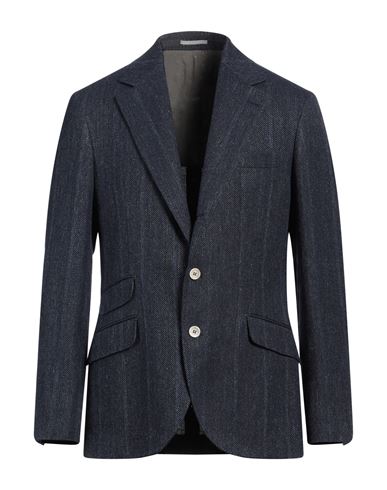 Brunello Cucinelli Man Blazer Navy Size 46 Linen, Silk, Wool, Cotton In Navy