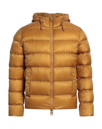 Herno Man Puffer Mustard Size 44 Polyamide In Animal Print