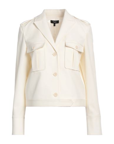 Theory Peak-lapeled Wool-blend Jacket In White