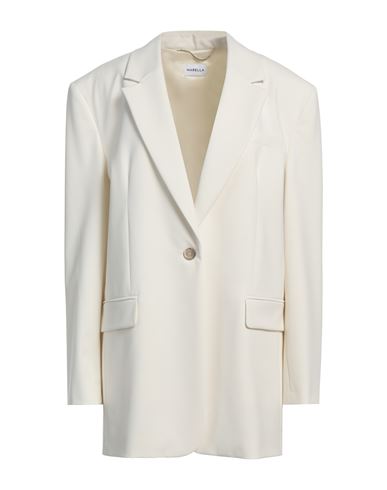 Shop Marella Woman Blazer Ivory Size 8 Linen, Cotton, Polyamide, Elastane In White