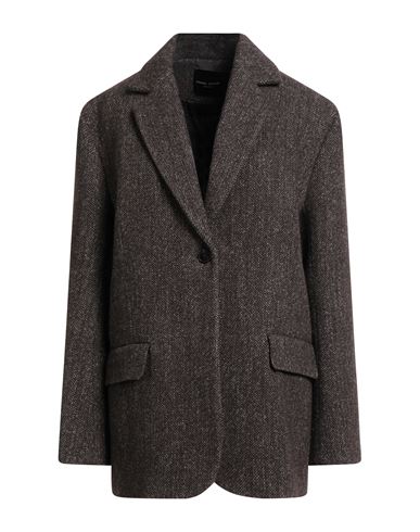 Roberto Collina Woman Coat Chocolate Brown Size L Wool, Linen, Nylon