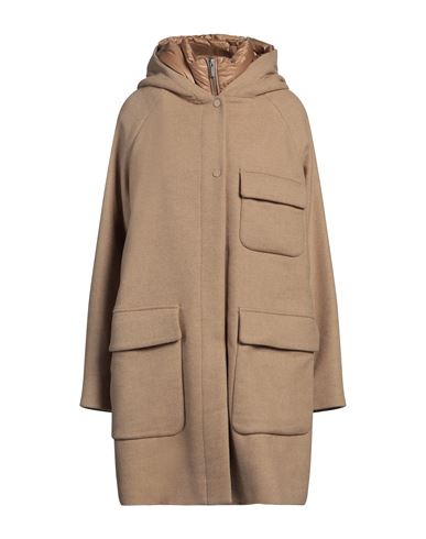 Woolrich Woman Coat Camel Size L Wool, Acrylic, Polyester, Polyamide In Beige
