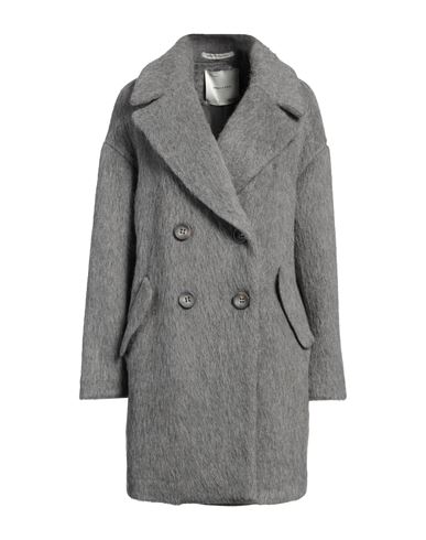 EMMA & GAIA EMMA & GAIA WOMAN COAT GREY SIZE 8 ACRYLIC, POLYESTER, MOHAIR WOOL, VIRGIN WOOL 