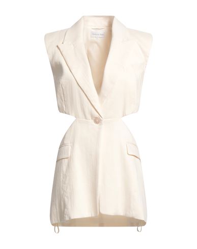 PATRIZIA PEPE PATRIZIA PEPE WOMAN BLAZER IVORY SIZE 10 LINEN, POLYAMIDE 