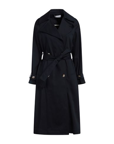 Kaos Woman Overcoat & Trench Coat Midnight Blue Size 2 Cotton, Elastane In Blue