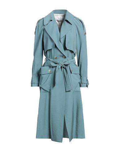 KAOS KAOS WOMAN OVERCOAT & TRENCH COAT PASTEL BLUE SIZE 8 VISCOSE, POLYESTER 