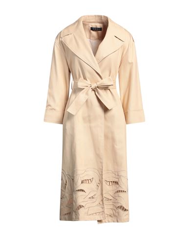 Icona By Kaos Woman Overcoat & Trench Coat Beige Size 10 Cotton