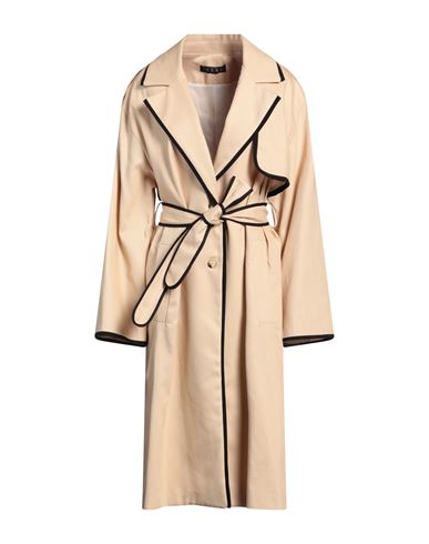 ICONA BY KAOS ICONA BY KAOS WOMAN OVERCOAT & TRENCH COAT BEIGE SIZE 6 POLYESTER, ELASTANE 