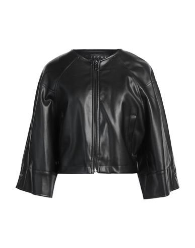 Icona By Kaos Woman Jacket Black Size 12 Polyester, Polyurethane In Black