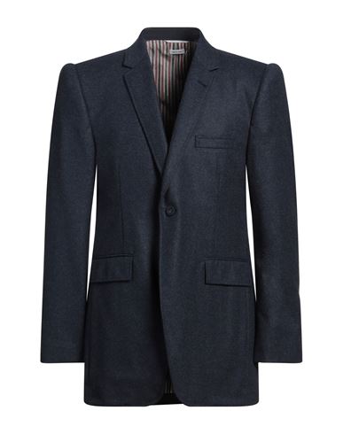 Shop Thom Browne Man Blazer Navy Size 3 Virgin Wool In Navy Blue