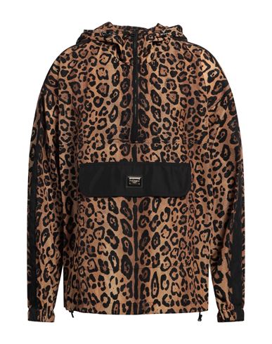 Dolce & Gabbana Man Jacket Sand Size M Polyamide, Polyester In Animal Print