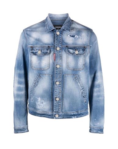 Dsquared2 Denim Jacket Man Denim outerwear Blue Size 38 Cotton