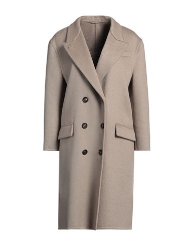 Brunello Cucinelli Woman Coat Taupe Size 8 Cashmere, Brass, Ecobrass In Gray