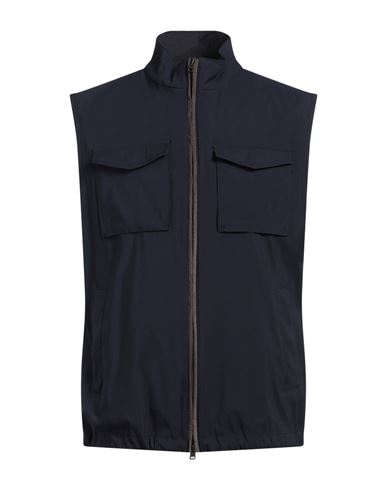 Herno Man Vest Midnight Blue Size 42 Virgin Wool, Polyamide, Elastane, Polyurethane In Blue