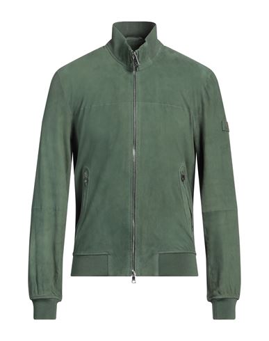 Peuterey Man Jacket Green Size Xl Leather, Polyester, Elastane