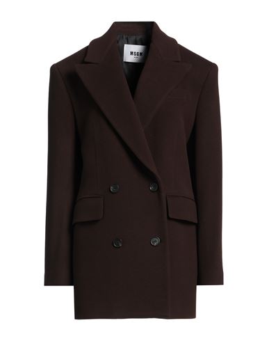 Msgm Woman Coat Chocolate Brown Size 4 Virgin Wool, Polyamide In Brown