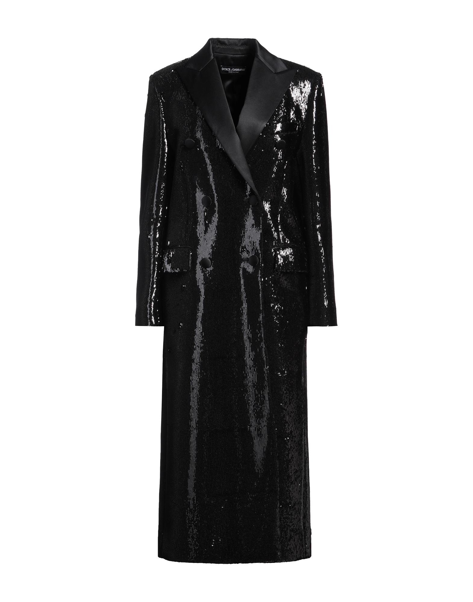 《セール開催中》DOLCE & GABBANA レディース コート ブラック 40 ポリエステル 45% / レーヨン 42% / シルク 11% / ゴム 2% / ポリウレタン