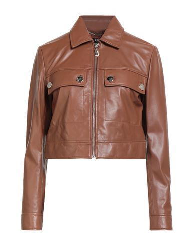 Liu •jo Woman Jacket Brown Size 8 Lambskin In Brown