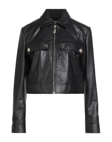 Liu •jo Woman Jacket Black Size 10 Lambskin In Black