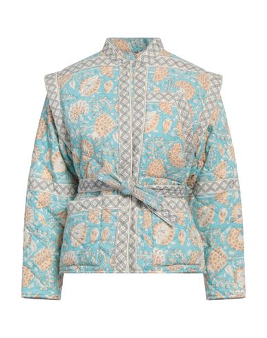 Antik Batik Woman Jacket Turquoise Size 10 Cotton In Blue
