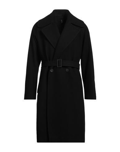 HEVO HEVÒ MAN COAT BLACK SIZE 40 VIRGIN WOOL, POLYAMIDE 