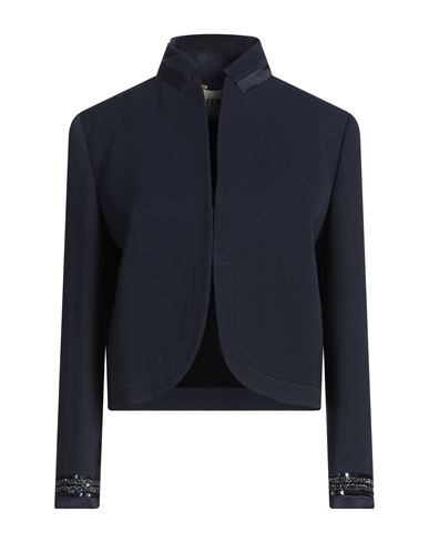 Fendi Woman Jacket Midnight Blue Size 8 Silk, Wool In Navy