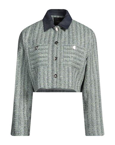 Shop Maje Woman Jacket Light Green Size 8 Cotton, Viscose, Synthetic Fibers, Metallic Fiber