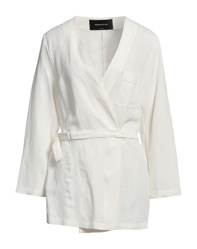 FABIANA FILIPPI FABIANA FILIPPI WOMAN JACKET OFF WHITE SIZE 12 VISCOSE, LINEN 