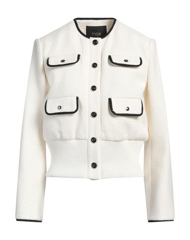 Maje Contrasting-trim Tweed Jacket In White