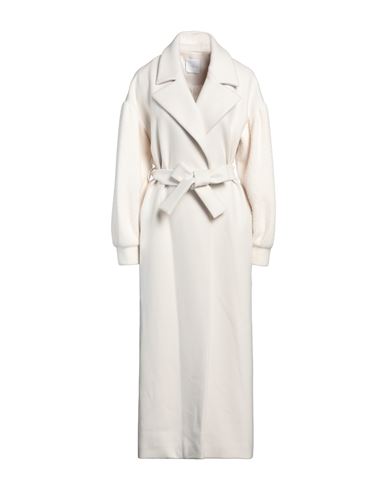 Shop Gaelle Paris Gaëlle Paris Woman Coat Off White Size 8 Polyester, Acrylic, Wool, Polyamide