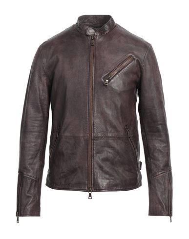 John Varvatos Man Jacket Chocolate Brown Size 42 Sheepskin In Brown