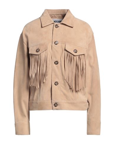 Moschino Jeans Woman Jacket Beige Size 4 Goat Skin In Beige