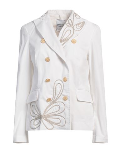 History Repeats Woman Blazer White Size 10 Cotton, Elastane In White