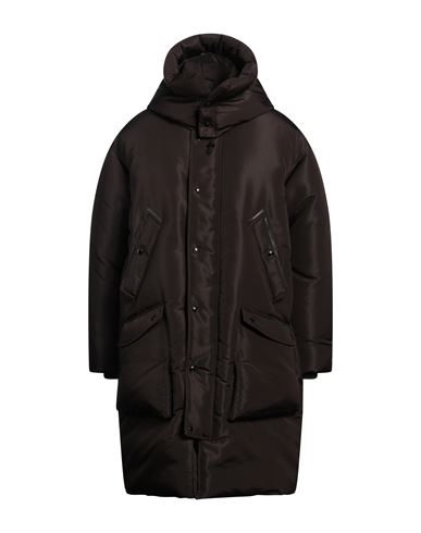 Tom Ford Man Puffer Dark Brown Size 40 Polyester, Silk, Calfskin In Brown
