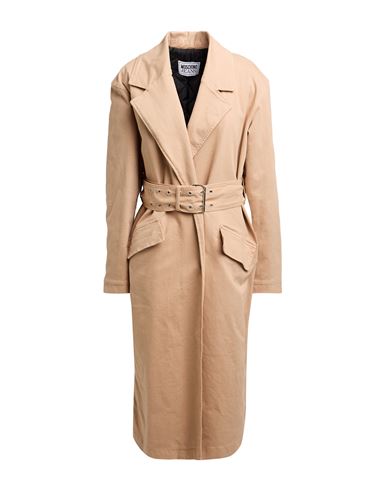 MOSCHINO JEANS MOSCHINO JEANS WOMAN OVERCOAT & TRENCH COAT CAMEL SIZE 4 COTTON, ELASTANE 