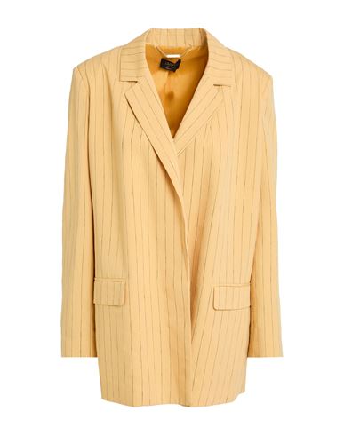 Liu •jo Woman Blazer Yellow Size 10 Viscose, Polyamide, Linen In Yellow
