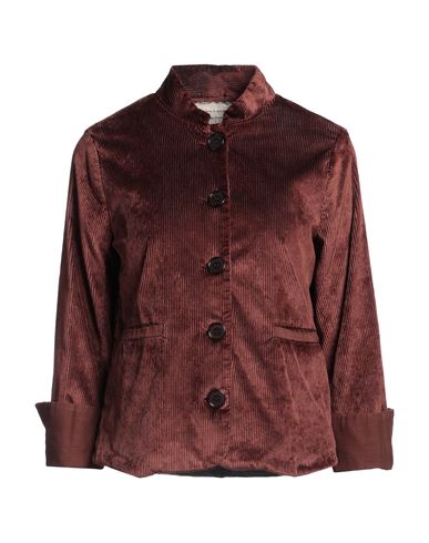 ALESSIA SANTI ALESSIA SANTI WOMAN JACKET BROWN SIZE 6 VISCOSE, COTTON, POLYESTER, ELASTANE, SILK 