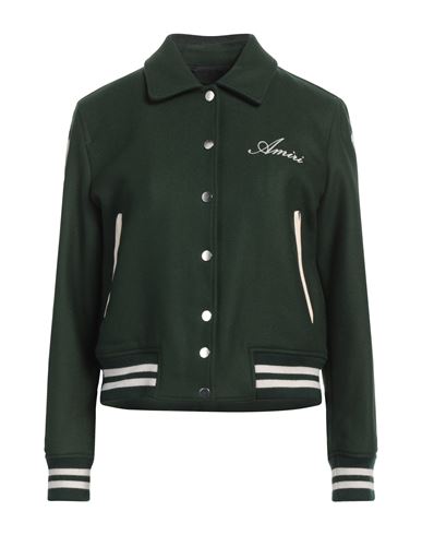 Amiri Woman Jacket Dark Green Size Xs Wool, Nylon, Ovine Leather In Green