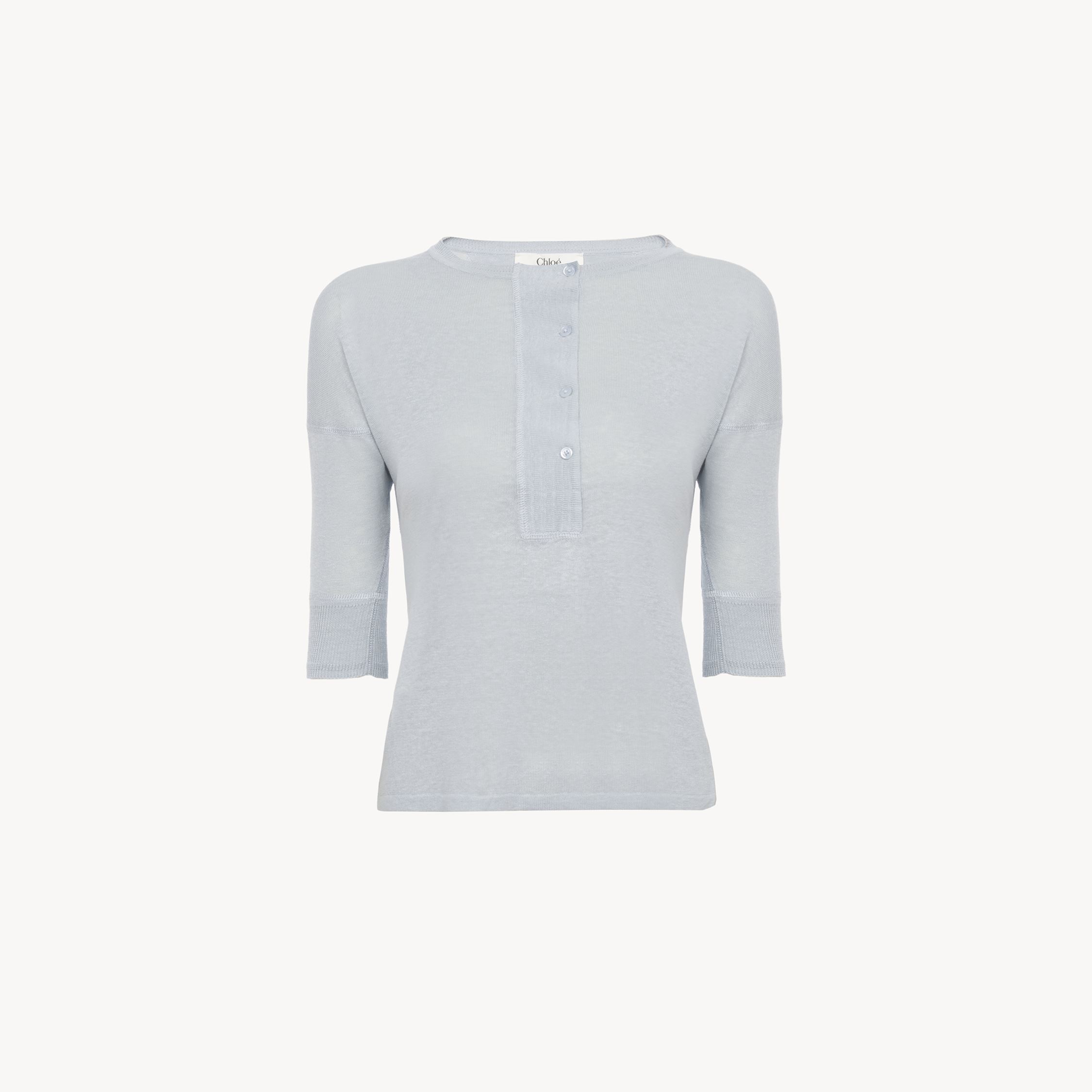 Chloé Knitted Linen Top In Blue