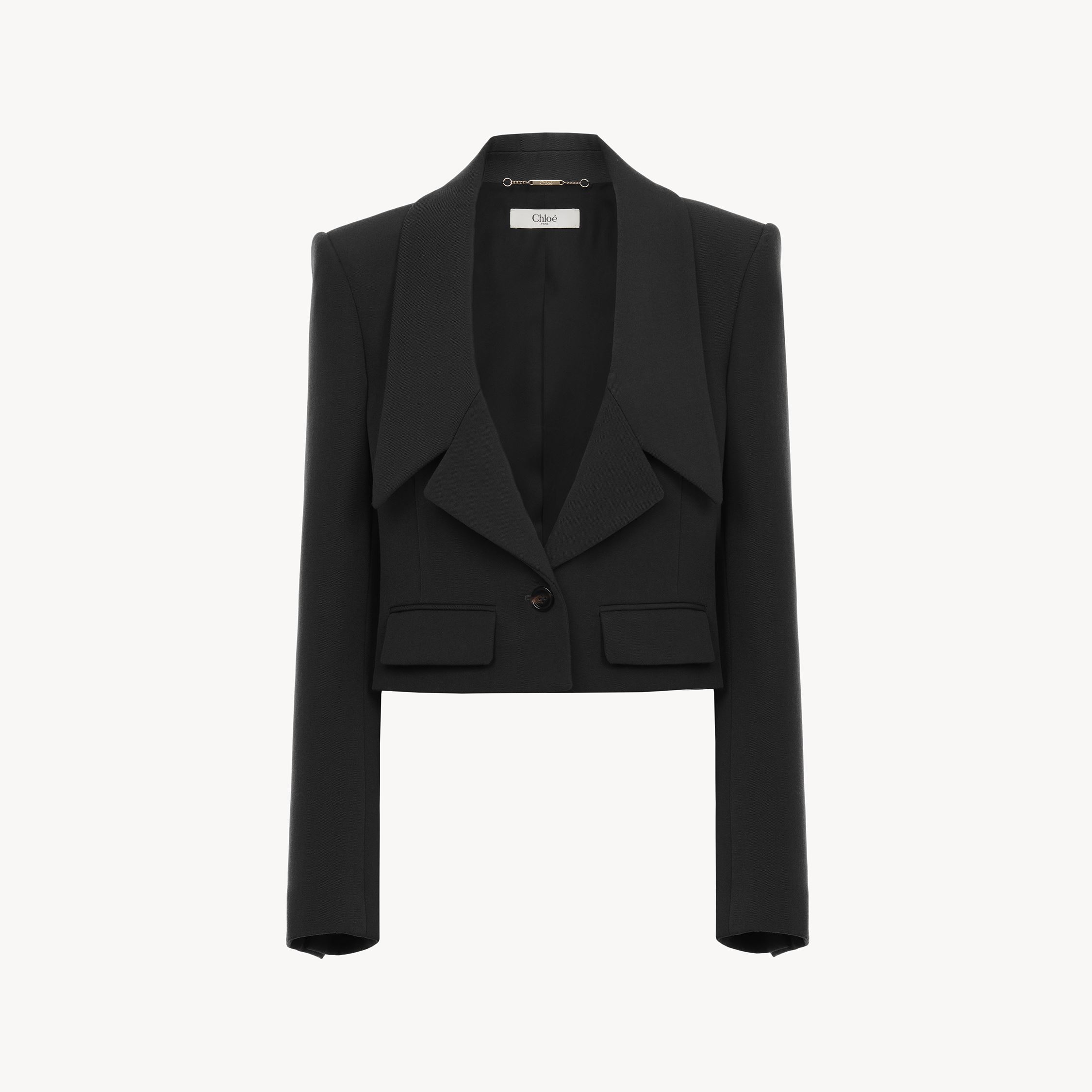 Chloé Veste Blazer Héritage En Gabardine De Laine Femme Noir Taille 38 100% Laine Vierge, Horn Bubalus Bub In Black