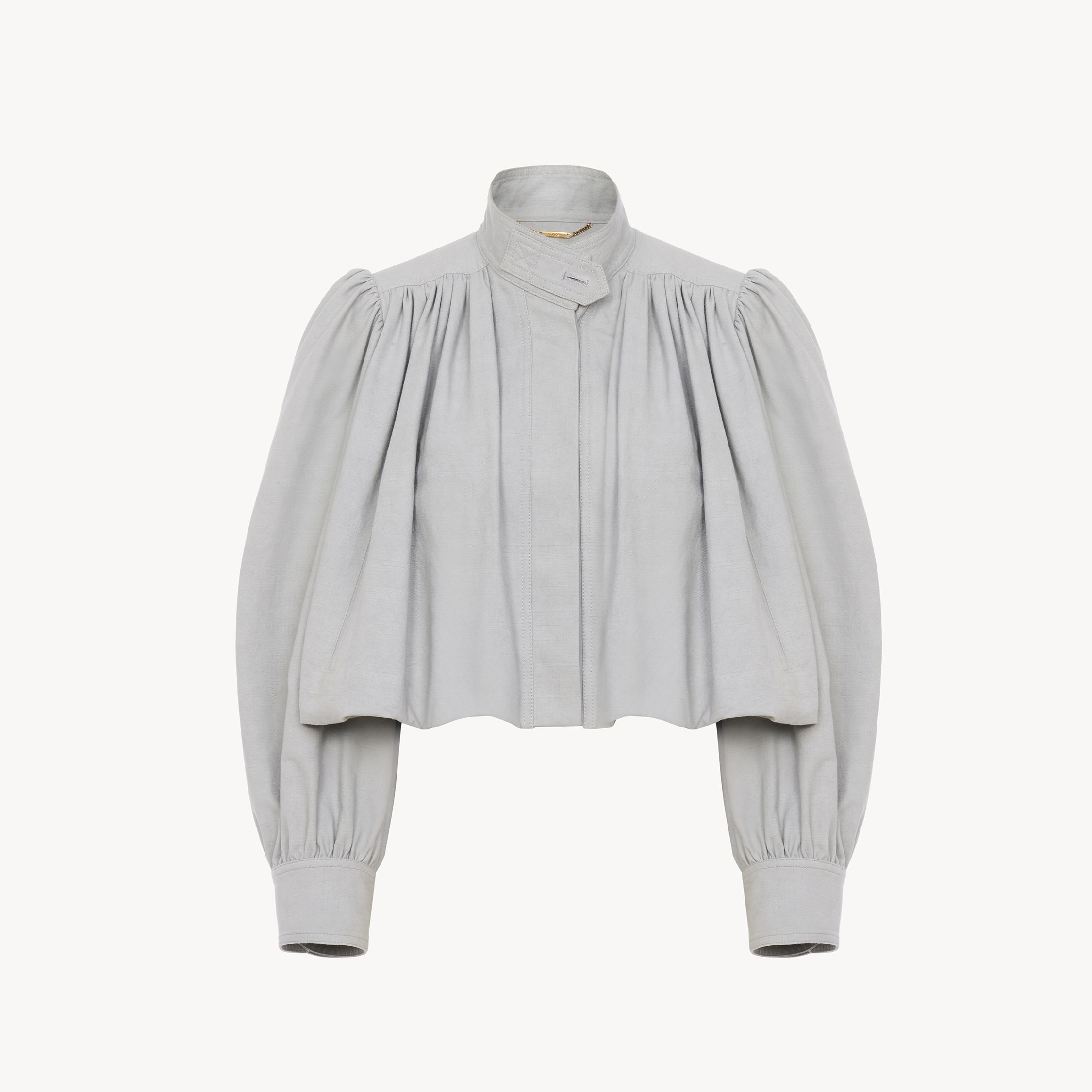 Chloé High Collar Long Sleeve Casual Jacket In Grey