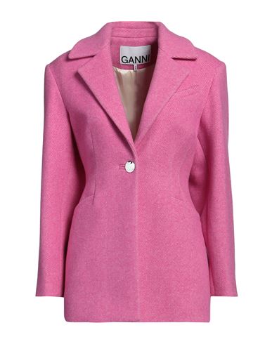 Ganni Woman Blazer Fuchsia Size 8/10 Recycled Wool, Polyamide In Pink