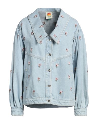 Farm Rio Woman Denim Outerwear Blue Size L Cotton In Blue