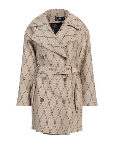 Elisabetta Franchi Woman Overcoat & Trench Coat Sand Size 8 Polyester, Cotton In Beige